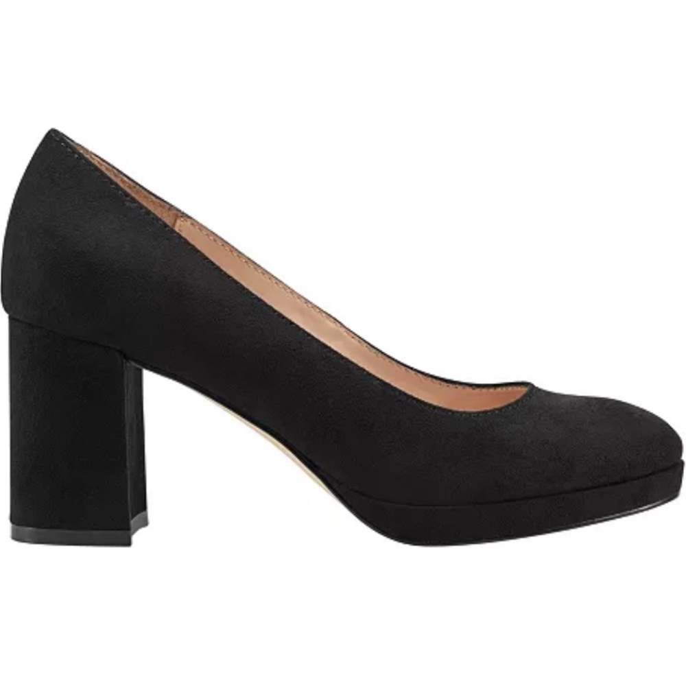 Bandolino Cooler Platform Block Heel Pumps/ Black/ Faux Suede/ Size 11